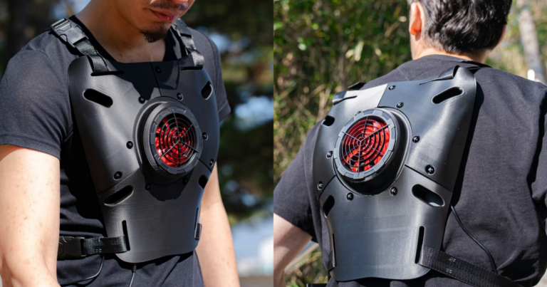 イメージ：空気と水の供給による独自の着用型身体冷却器