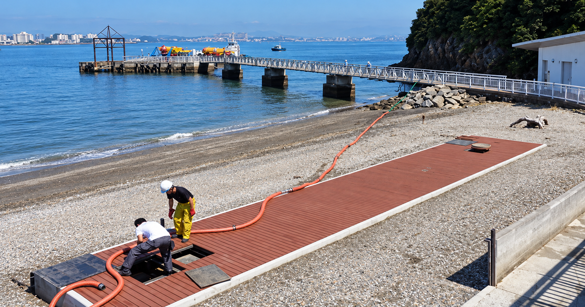写真：猿島（横須賀市）での実証実験の様子